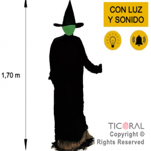 MUECA BRUJA COLOR CON LUZ Y SONIDO 170 CM HALLOWEEN X 1